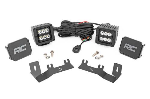 Rough Country - Rough Country LED Ditch Light Kit - 2in Black Pair - Spot - Chevy/GMC 1500 (14-18) - 71052