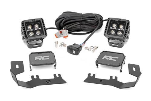 Rough Country - Rough Country LED Ditch Light Kit - 2in Black Pair - White DRL - Chevy/GMC 1500 (14-18) - 71054