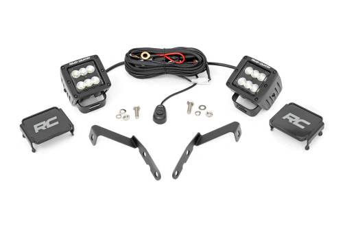 Rough Country - Rough Country LED Light - Ditch Mount - 2&quot Black Pair - Flood - Chevy 1500 (2007-2013) - 71059