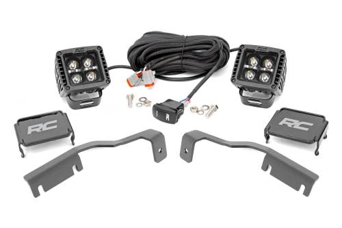 Rough Country - Rough Country LED Light - Ditch Mount - 2" Black Pair - White DRL - Nissan Frontier (22-23) - 71066