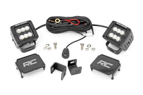 Rough Country - Rough Country LED Light - Ditch Mount - 2" Black Pair - Flood - Toyota Tundra (22-23) - 71072