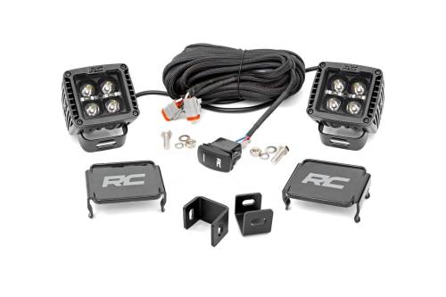 Rough Country - Rough Country LED Light - Ditch Mount - 2" Black Pair - White DRL - Toyota Tundra (22-23) - 71073