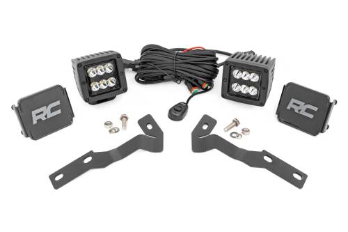 Rough Country - Rough Country LED Light Kit - Ditch Mount - 2" Black Pair - Spot - Toyota Tacoma (16-23) - 71080