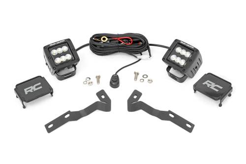 Rough Country - Rough Country LED Light Kit - Ditch Mount - 2" Black Pair - Flood - Toyota Tacoma (16-23) - 71081