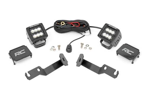 Rough Country - Rough Country LED Light Kit - Ditch Mount - 2" Black Pair - Flood - Toyota Tacoma (05-15) - 71088