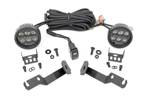 Rough Country - Rough Country LED Light Kit - Ditch Mount - Black Series Round - 3.5 Inch - Amber DRL - Toyota Tacoma (05-15) - 71092