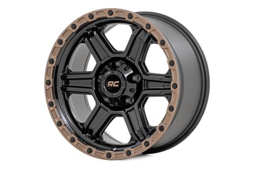 Rough Country - Rough Country Rough Country 79 Series Wheel - One-Piece - Semi Gloss Black w/Bronze Ring - 18x9 - 6x5.5 - 0mm - 79180912