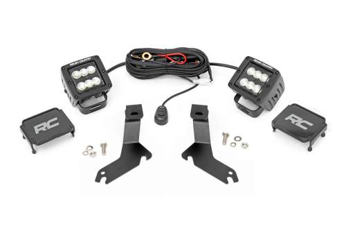 Rough Country - Rough Country LED Light Kit - Ditch Mount - 2" Black Pair - Flood - Chevy Silverado 1500 (99-06) - 82283