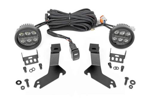 Rough Country - Rough Country LED Light Kit - Ditch Mount - Black Series Round - 3.5 Inch - Amber DRL - Chevy 1500 (99-06) - 82286