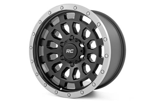 Rough Country - Rough Country Rough Country 87 Series Wheel - Simulated Beadlock - Black/Machined - 17x8.5 - 6x5.5 - +0mm - 87170912B