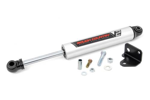 Rough Country - Rough Country V2 Steering Stabilizer - Relocation Bracket - Jeep Wrangler JK (07-18) - 8730670