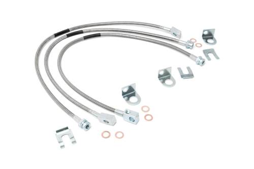 Rough Country - Rough Country Jeep Front & Rear Stainless Steel Brake Lines - 4-6in Lifts (XJ/YJ/TJ) - 89715