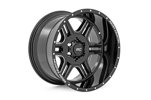 Rough Country - Rough Country Rough Country 92 Series Wheel - Machined One-Piece - Gloss Black - 20x12 - 6x5.5 - -44mm - 92201212