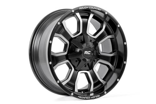 Rough Country - Rough Country Rough Country 93 Series Wheel - One-Piece - Machined Black - 20x10 - 5x5/5x4.5 - -18mm - 93201013