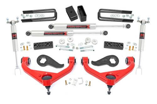 Rough Country - Rough Country 3 Inch Lift Kit - UCAs - M1 - Chevy/GMC Sierra 3500 HD/Silverado 3500 HD (20-24) - 95640RED