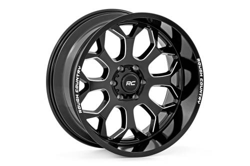 Rough Country - Rough Country Rough Country 96 Series Wheel - Machined One-Piece - Gloss Black - 20x9 - 6x5.5 - -12mm - 96200912