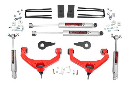 Rough Country - Rough Country 3.5 Inch Lift Kit w/ Overloads Chevy/GMC 2500HD/3500HD 2WD/4WD (11-19) - 97530RED