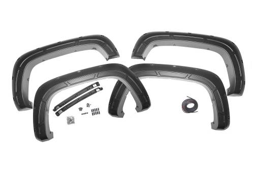 Rough Country - Rough Country Defender Pocket Fender Flares - Black - Chevy Silverado 2500 HD/3500 HD (20-23) - A-C12011-GBA