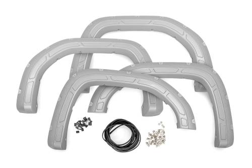 Rough Country - Rough Country Defender Pocket Fender Flares - Silver - GMC Sierra 1500 (19-23) - A-G11950-GAN