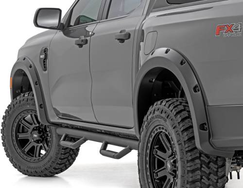 Rough Country - Rough Country Pocket Fender Flares, Painted G1 Absolute Black for 2024 Ford Ranger 2WD/4WD - F-F12401-G1