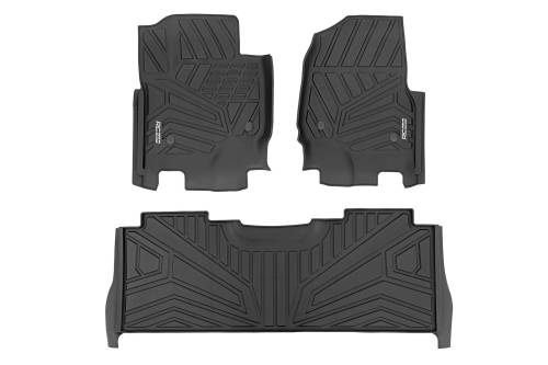 Rough Country - Rough Country Flex-Fit Floor Mats - Front and Rear - Ford F-250/F-350 Super Duty (17-24) - FF-51712