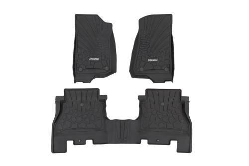 Rough Country - Rough Country Flex-Fit Floor Mats FR & RR 4 Door Jeep Wrangler Unlimited 4WD (2018-2024) - FF-60112