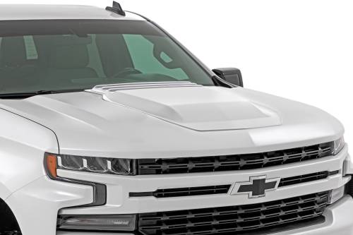 Rough Country - Rough Country Hood Scoop GAZ Summit White 2019-2024 Silverado 1500 - HS10010-GAZ