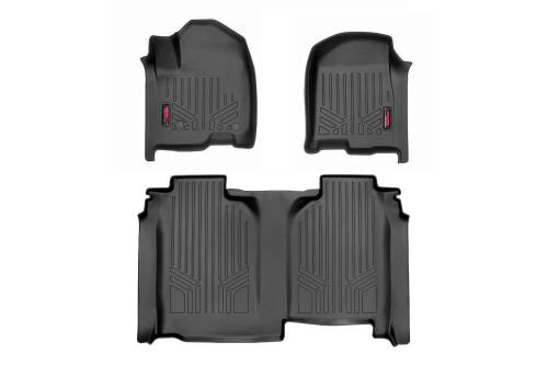 Rough Country - Rough Country Floor Mats - FR and RR - FR Bucket - Crew - w/o Under seat Storage - Chevy/GMC 1500/2500HD/3500HD (19-23) - M-21614