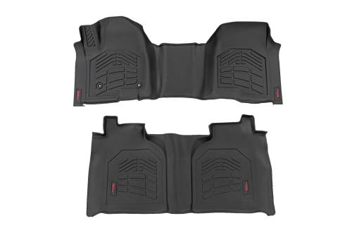 Rough Country - Rough Country Sure-Fit Floor Mats - FR & RR - FR Over Hump - Crew - Chevy/GMC 1500/2500HD/3500HD (19-25) - SM21613