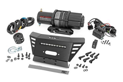 Rough Country - Rough Country Winch Plate - 4500-LB Winch - 10" Black Slimline - Honda Pioneer 520 - 92079