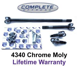 XJ YJ TJ JEEP CHROME-MOLY AXLE KIT W/ SUPER U-JOINTS & DISCONNECT BLOCK OFF KIT 27 SPLINE, LIFETIME WARRANTY  (W24112)