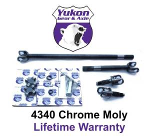 Yukon 4340 Chrome-Moly replacement axle kit for Jeep TJ Rubicon Wrangler 44, w/ Super Joints.
