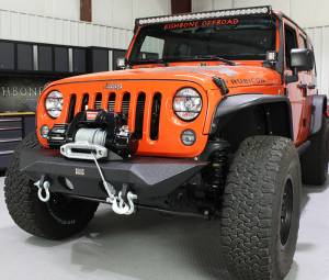 Fishbone Offroad - FISHBONE JK Front Stubby Bumper with Winch Mount, Accepts OE Fog Lights, Black Powder Coated Fits 07-17 JK (FB22045) - Image 3