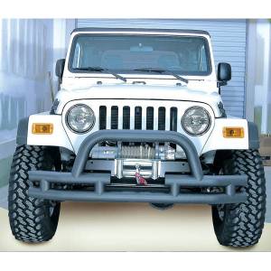 Rugged Ridge Double Tube Bumper Front 3 Inch Hoop Winch Ready | 76-06 CJ/YJ/TJ - 11561.03