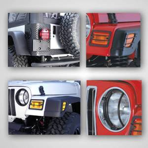 Rugged Ridge Euro Guard Kit Black Stainless Steel 8 Piece | 97-06 Wrangler TJ - 12495.02