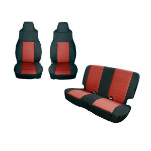 Rugged Ridge Seat Cover Kit Black/Red | 91-95 Jeep Wrangler YJ - 13291.53