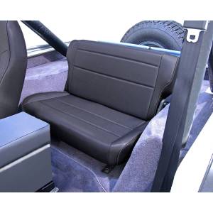 Rugged Ridge Seat Rear Fold/Tumble Black Denim | 76-95 Jeep CJ/Wrangler YJ - 13462.15