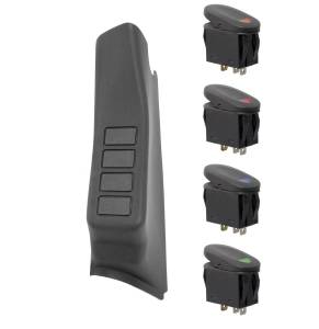 Rugged Ridge Switch Pod Kit A-Pillar 4 Switches Black LHD | 11-18 Wrangler JK - 17235.96