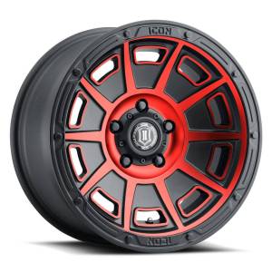 ICON ALLOYS VICTORY SAT BLK RED - 17 X 8.5 / 5X4.5 / 0MM / 4.75" BS - 3017856547SBRT