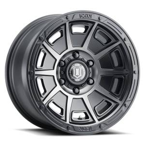 ICON ALLOYS VICTORY SMK SAT BLACK - 17 X 8.5 / 5X5 / -6MM / 4.5" BS - 3017857345SSBT