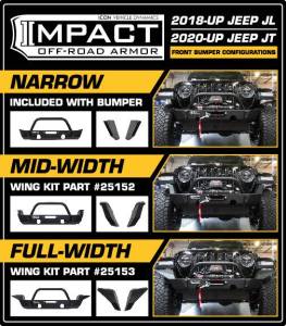 ICON Impact Series Offroad Armor - ICON Impact Series Offroad Armor 18-UP JEEP JL / 20-UP JT FRONT IMPACT MID WIDTH WINGS - 25152 - Image 3