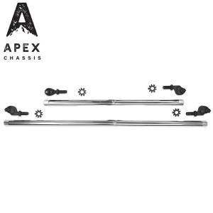 Apex Heavy Duty 1 Ton Tie Rod & Drag Link Assembly in Polished Aluminum | 07-18 Jeep Wrangler JK JKU Rubicon Sahara Sport.  - KIT155-NoFlip