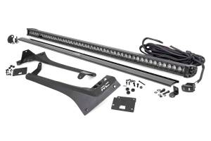 Rough Country Jeep 50-inch Straight LED Light Bar Upper Windshield Kit w/ Single-Row Black Series LED - White DRL (20-22 Gladiator JT, 18-22 Wrangler JL) - 70066