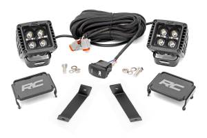 Rough Country LED Light Kit - Ditch Mount - 2" Black Pair - White DRL - Jeep Cherokee KL (14-21) - 70080