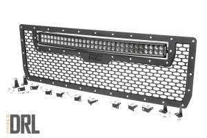 Rough Country Mesh Grille - 30" Dual Row LED - Black - Amber DRL - GMC Sierra 1500 (14-15) - 70190BDA