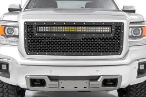 Rough Country - Rough Country Mesh Grille - 30" Dual Row LED - Black - Amber DRL - GMC Sierra 1500 (14-15) - 70190BDA - Image 4