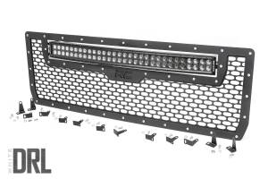 Rough Country Mesh Grille - 30" Dual Row LED - Black - White DRL - GMC Sierra 1500 (14-15) - 70190DRL