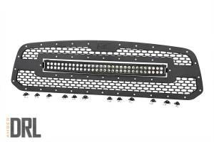 Rough Country Mesh Grille - 30" Dual Row LED - Black - Amber DRL - Ram 1500 (13-18 & Classic) - 70199BDA