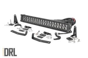 Rough Country LED Light - Bumper Mount - 20" Black Dual Row - Amber DRL - Nissan Titan XD (16-21) - 70645DRLA