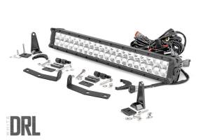 Rough Country LED Light - Bumper Mount - 20" Chrome Dual Row - White DRL - Nissan Titan XD (16-21) - 70646DRL